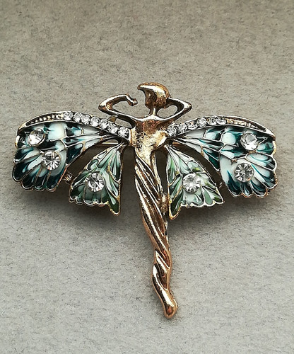 Jugendstil brosche nymphe gold - jugendstil,